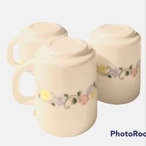 3 MCM R.A.K. White Milk Glass Mugs Rare made in U.A.E.
